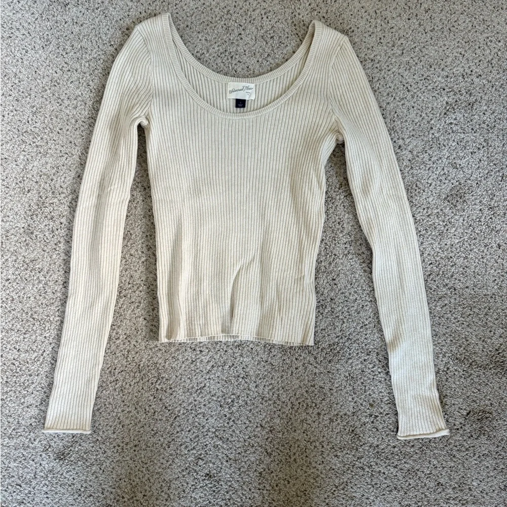 Universal Thread Beige Ribbed Knit Top - Picture 1 of 3
